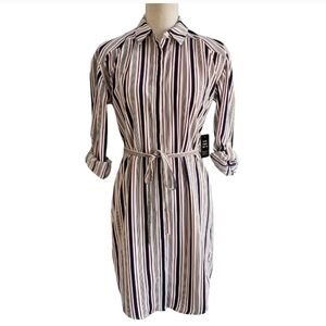 Express‎ Striped Button Down Utility Shirt Dress Career Business Casual